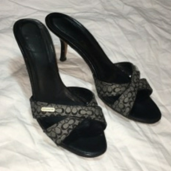 Coach Shoes - Coach Signature Black & Grey Kitten Heel